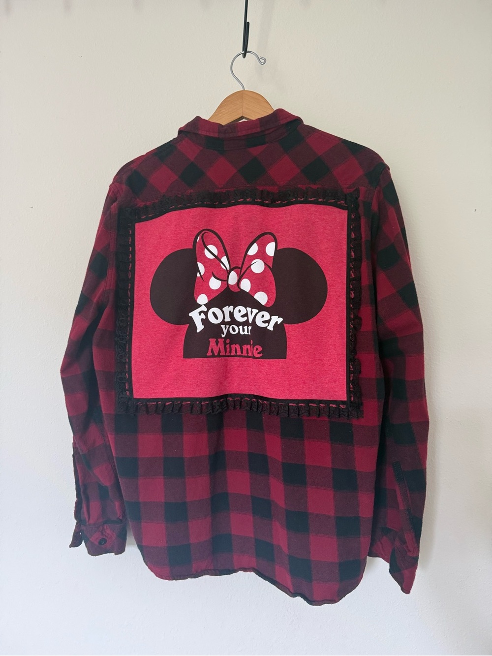 Minnie Mouse Red & Black Buffalo Plaid Women’s Flannel Shirt